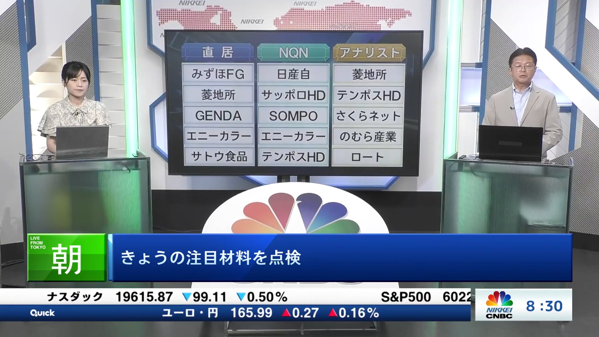 きょうの注目15銘柄　みずほFG、日産自、菱地所など