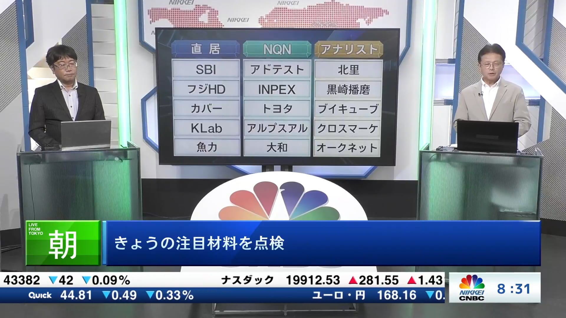 きょうの注目15銘柄　SBI、アドテスト、北里など
