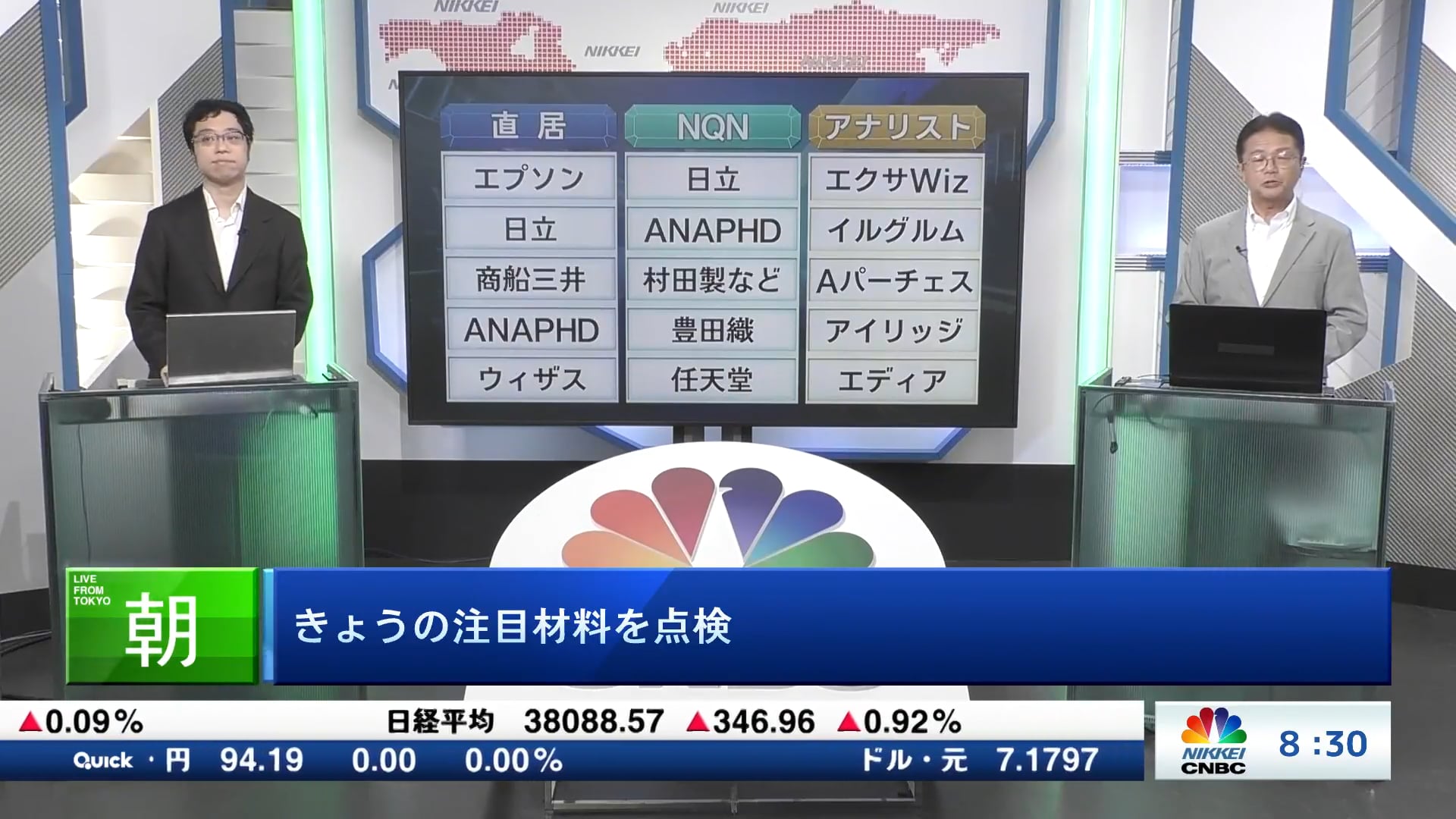 きょうの注目15銘柄　エプソン、日立、エクサWizなど