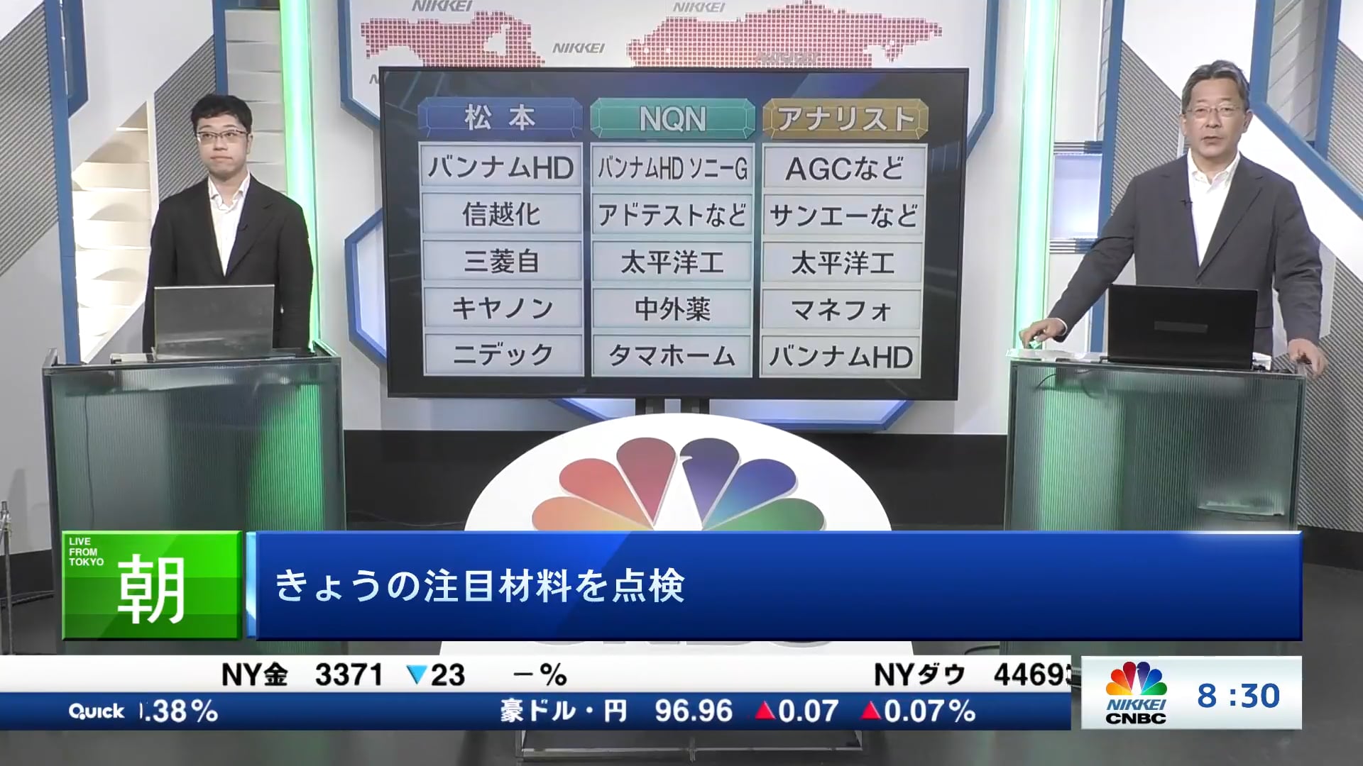 きょうの注目15銘柄　バンナムHD、ソニーG、AGCなど
