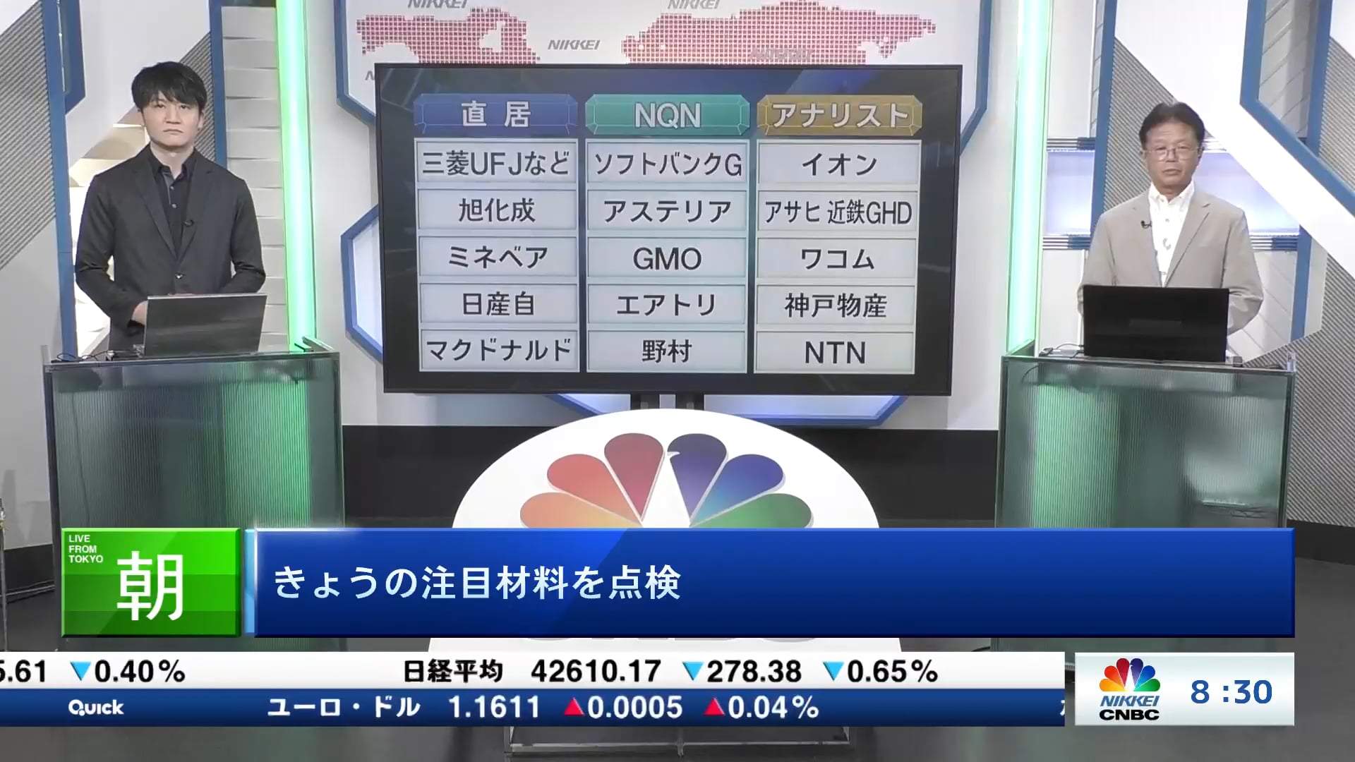 きょうの注目15銘柄　三菱UFJ、ソフトバンクG、イオンなど