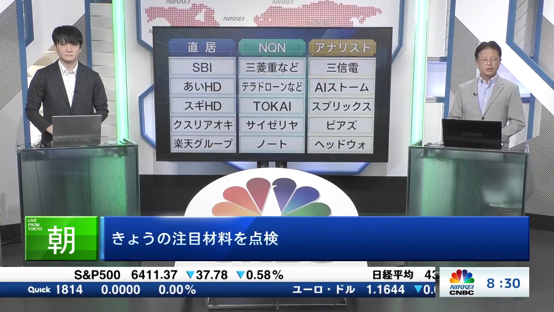 きょうの注目15銘柄　SBI、三菱重、三信電など