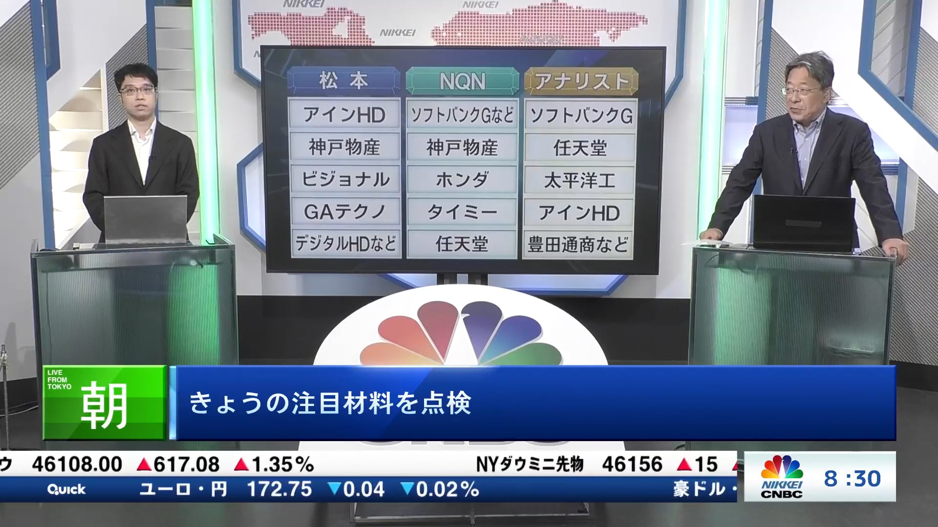 きょうの注目15銘柄　アインHD、ソフトバンクG、任天堂など