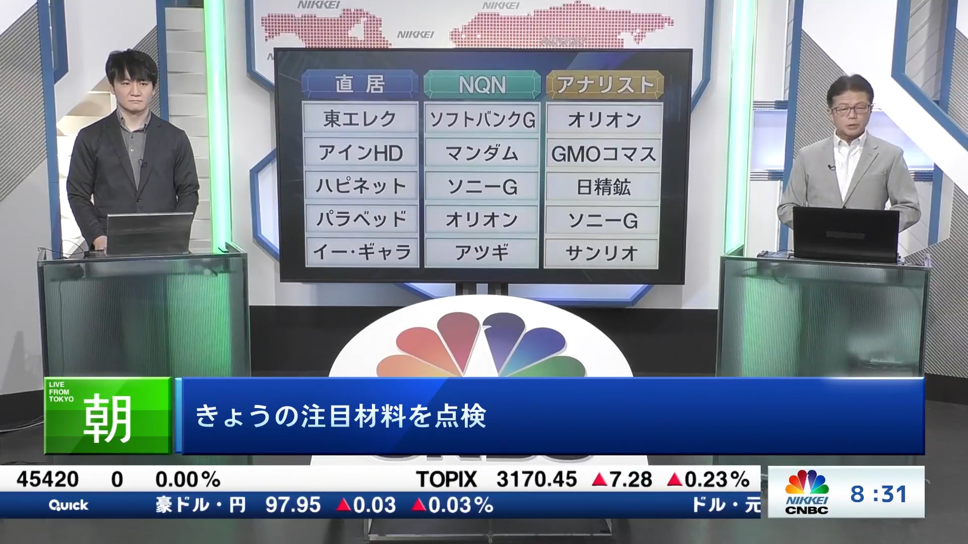 きょうの注目15銘柄　東エレク、ソフトバンクG、オリオンなど