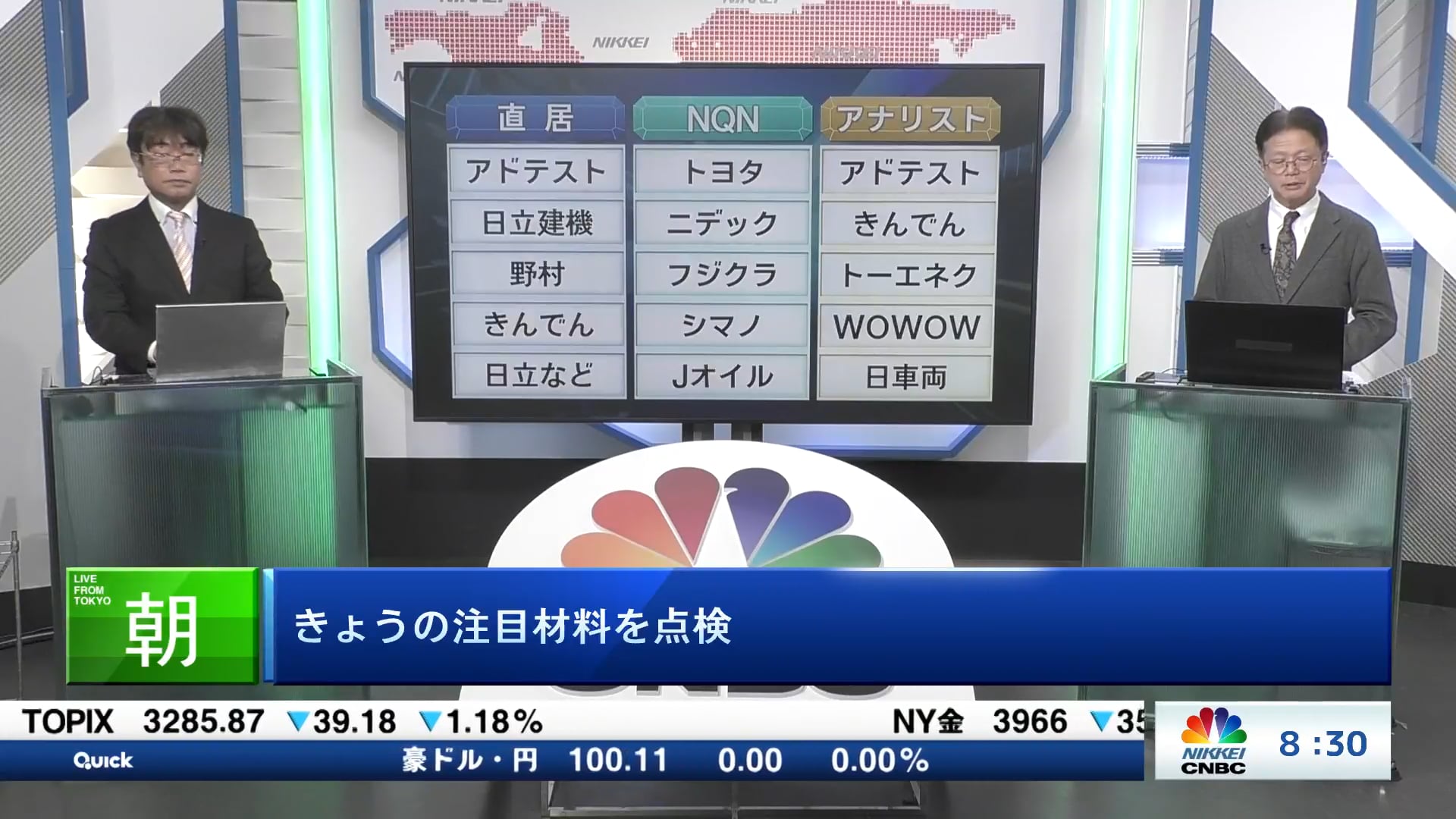 きょうの注目15銘柄　アドテスト、トヨタ、日立建機など