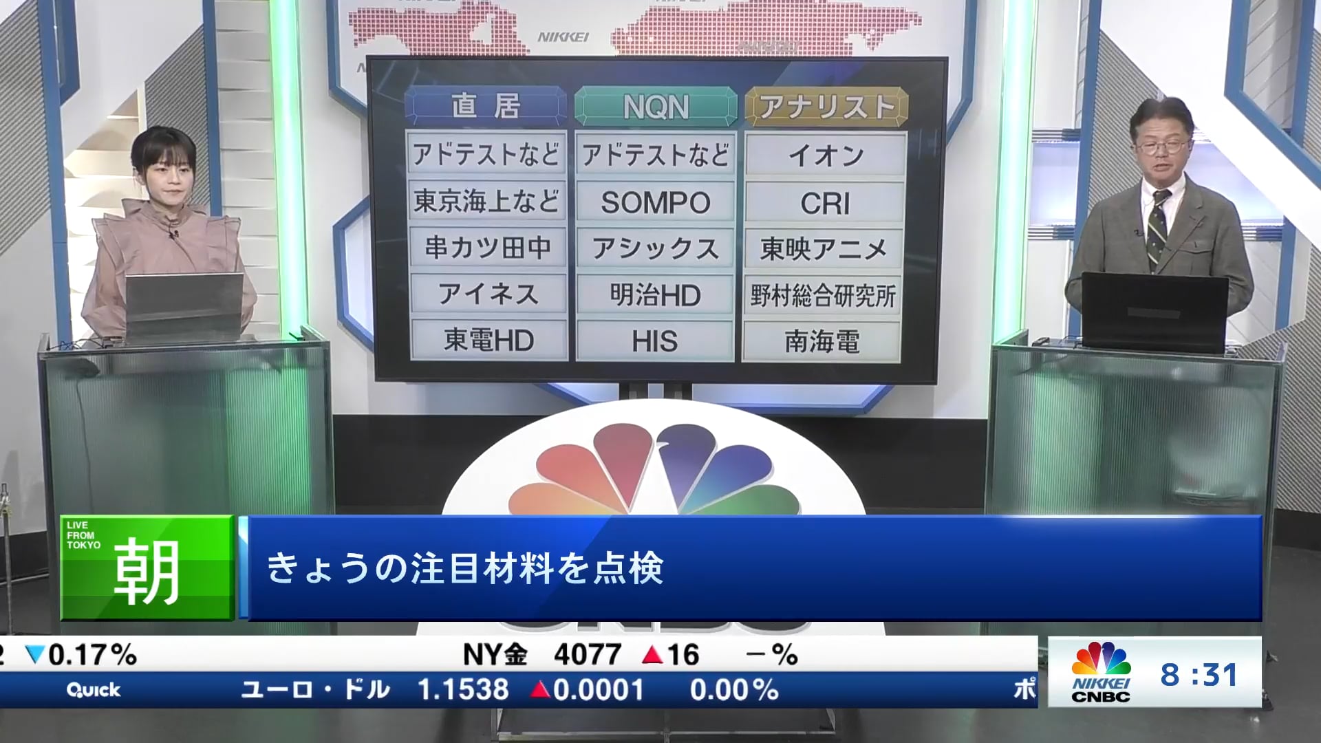 きょうの注目15銘柄　アドテスト、SOMPO、イオンなど