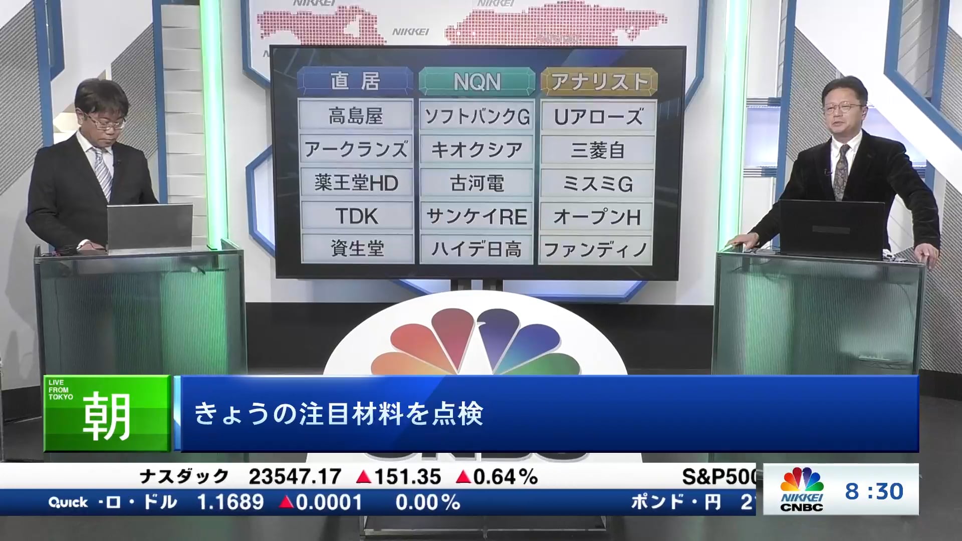 きょうの注目15銘柄　高島屋、ソフトバンクG、Uアローズなど