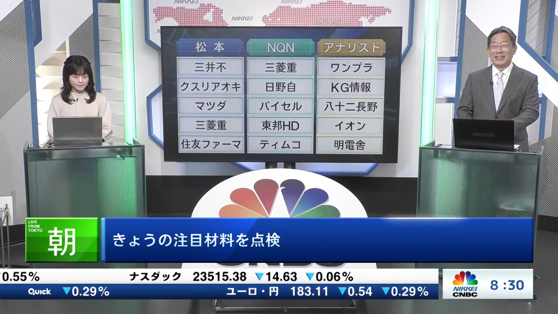 きょうの注目15銘柄　三井不、三菱重、ワンプラなど