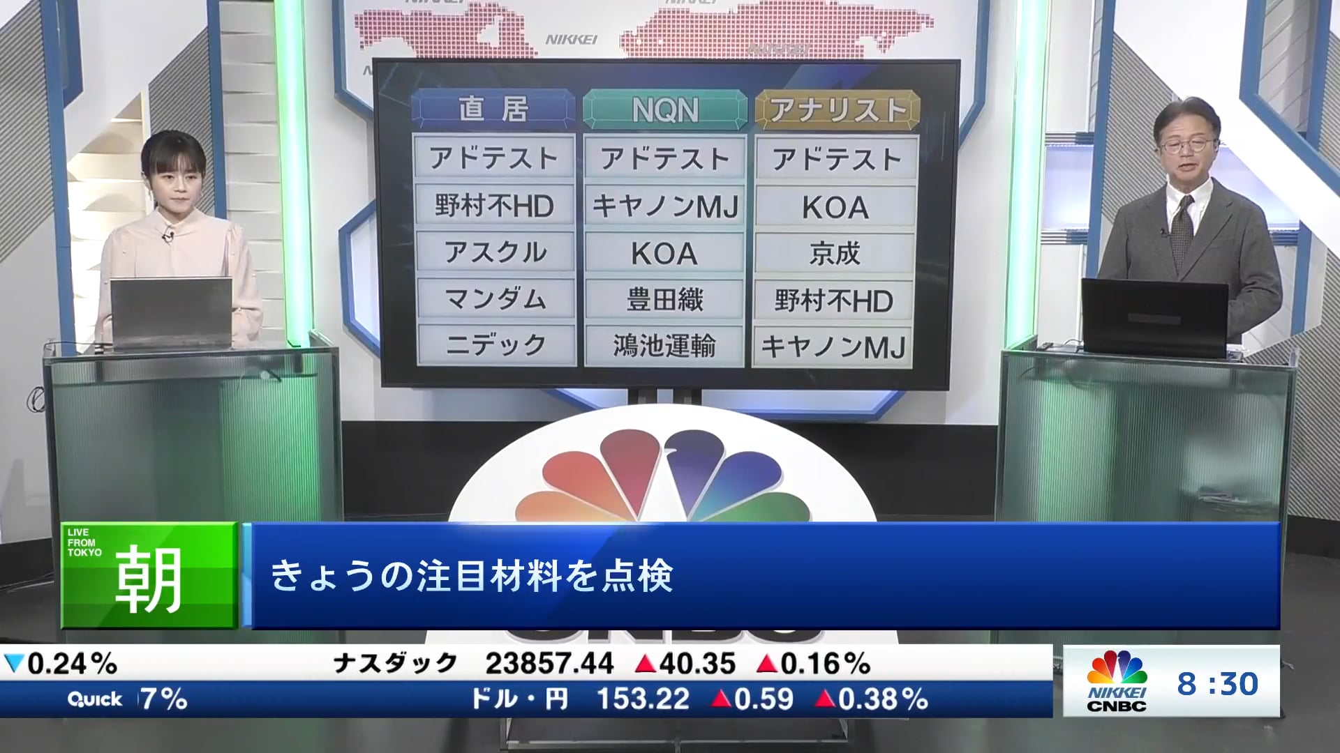 きょうの注目15銘柄　アドテスト、キヤノンMJ、KOAなど