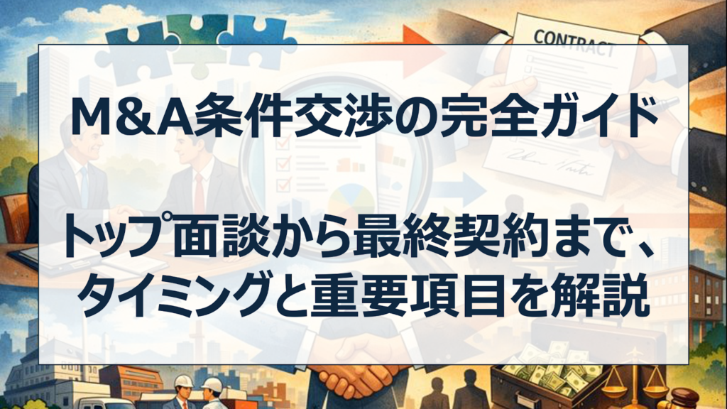 M&A条件交渉の完全ガイド──トップ面談から最終契約まで、タイミングと重要項目を解説