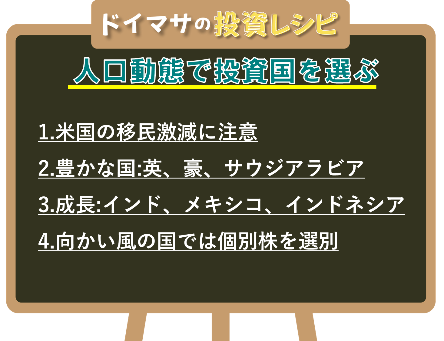 図表4　ドイマサの投資レシピ　人口動態からみた投資レシピ