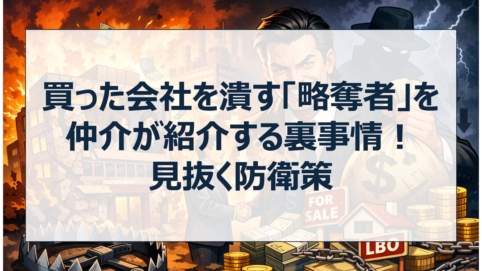 買った会社を潰す「略奪者」を仲介が紹介する裏事情！見抜く防衛策
