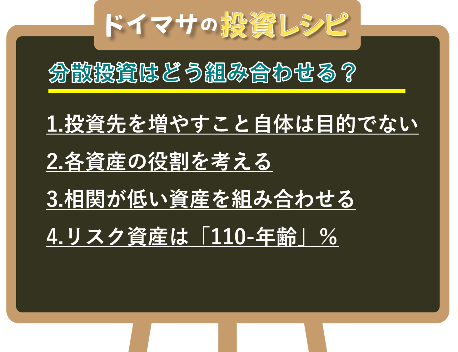 図表5　ドイマサの投資レシピ　分散投資はどう組み合わせる？