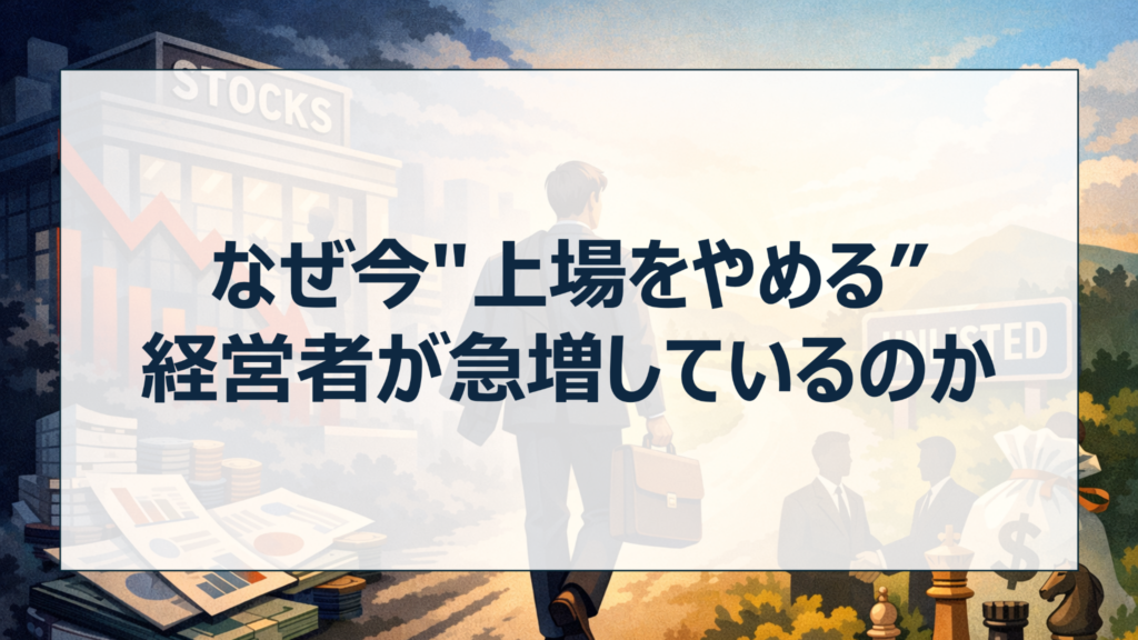 なぜ今"上場をやめる"経営者が急増しているのか
