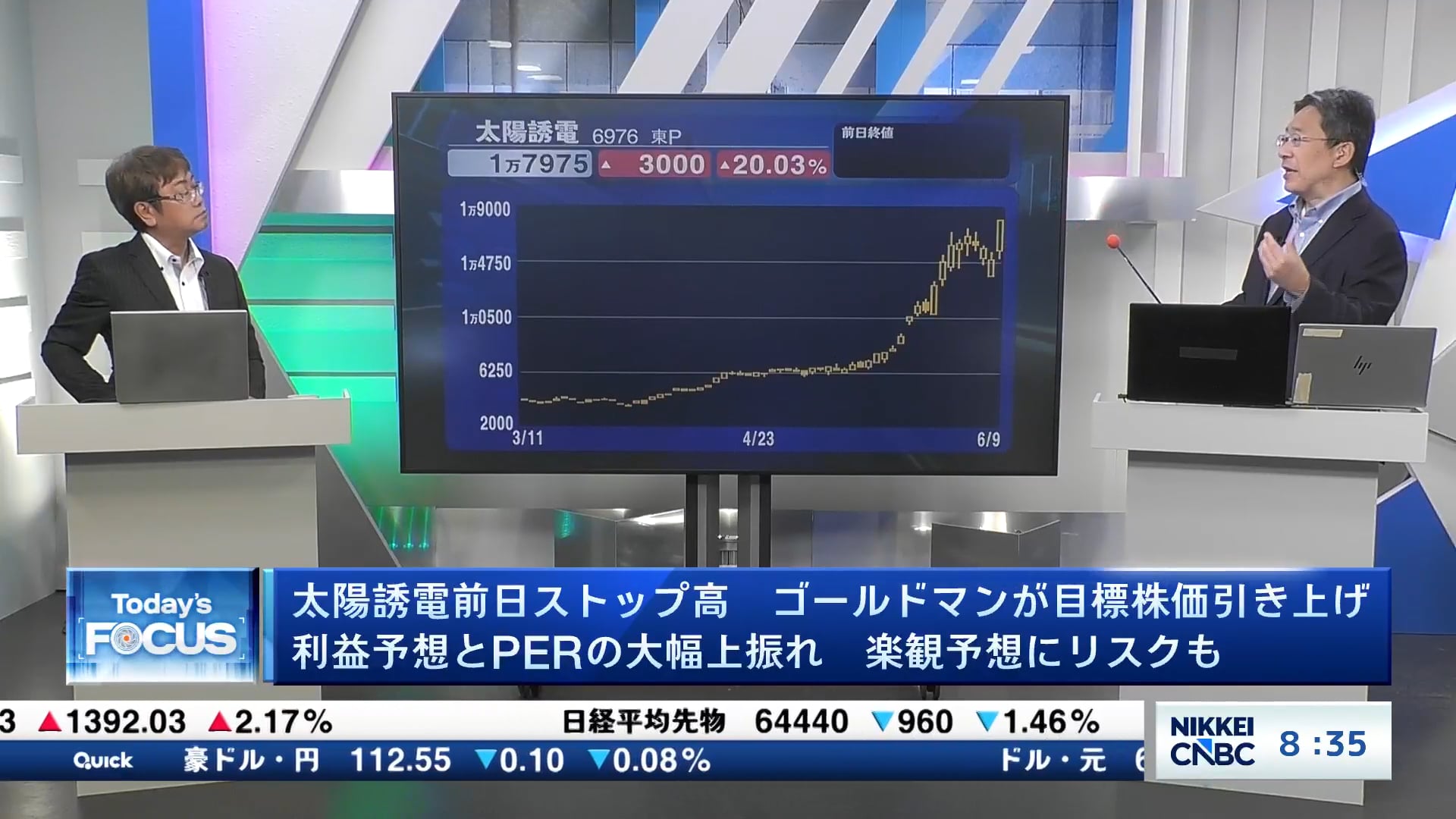 太陽誘電、6/9ストップ高　ゴールドマンが目標株価引き上げ　利益予想とPERの大幅上振れ　楽観予想にリスクも