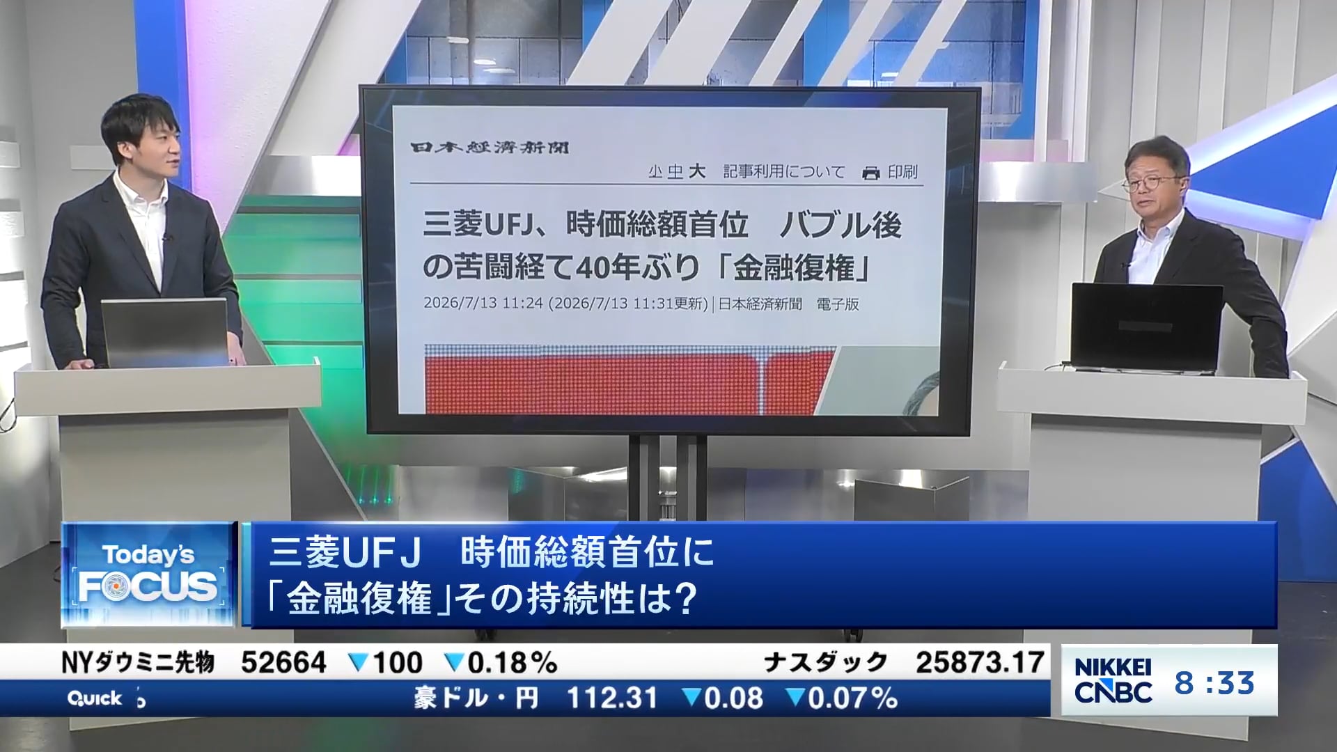 三菱UFJ、時価総額首位に 「金融復権」その持続性は?